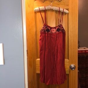 American Eagle Outfitters Red Embroidered SunDress